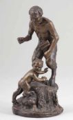 Andor Ruff1885 Taksony - 1951 - Satyr mit Kind - Bronze. Braun patiniert. H. 20 cm. Rückseitig am