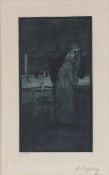 Heinrich Vogeler1872 Bremen - 1942 Kasachstan - "Tod und Alte" - Radierung/Papier. 17 x 11 cm, 19