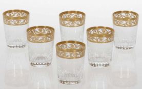 6 Schnapsgläser "Thistle Gold"Verreries & Cristalleries de Saint Louis. Farbloses Kristallglas,