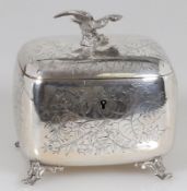 Biedermeier Zuckerdose mit AdlerfigurÖsterreich, um 1870. 800er Silber. Punzen: Herst.-Marke, Stadt-