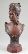 Georges van der Straeten1856 Gent - 1928 Paris - Büste einer Dame mit Schleife im Haar - Bronze.