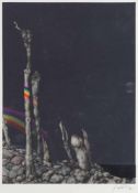Peter Tuma1938 Wolsdorf - "Hummels Landschaft" - Farblithografie/Papier. 47,5 x 35 cm, 69,5 x 50 cm.