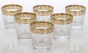 6 Whiskeybecher "Thistle Gold"Verreries & Cristalleries de Saint Louis. Farbloses Kristallglas,