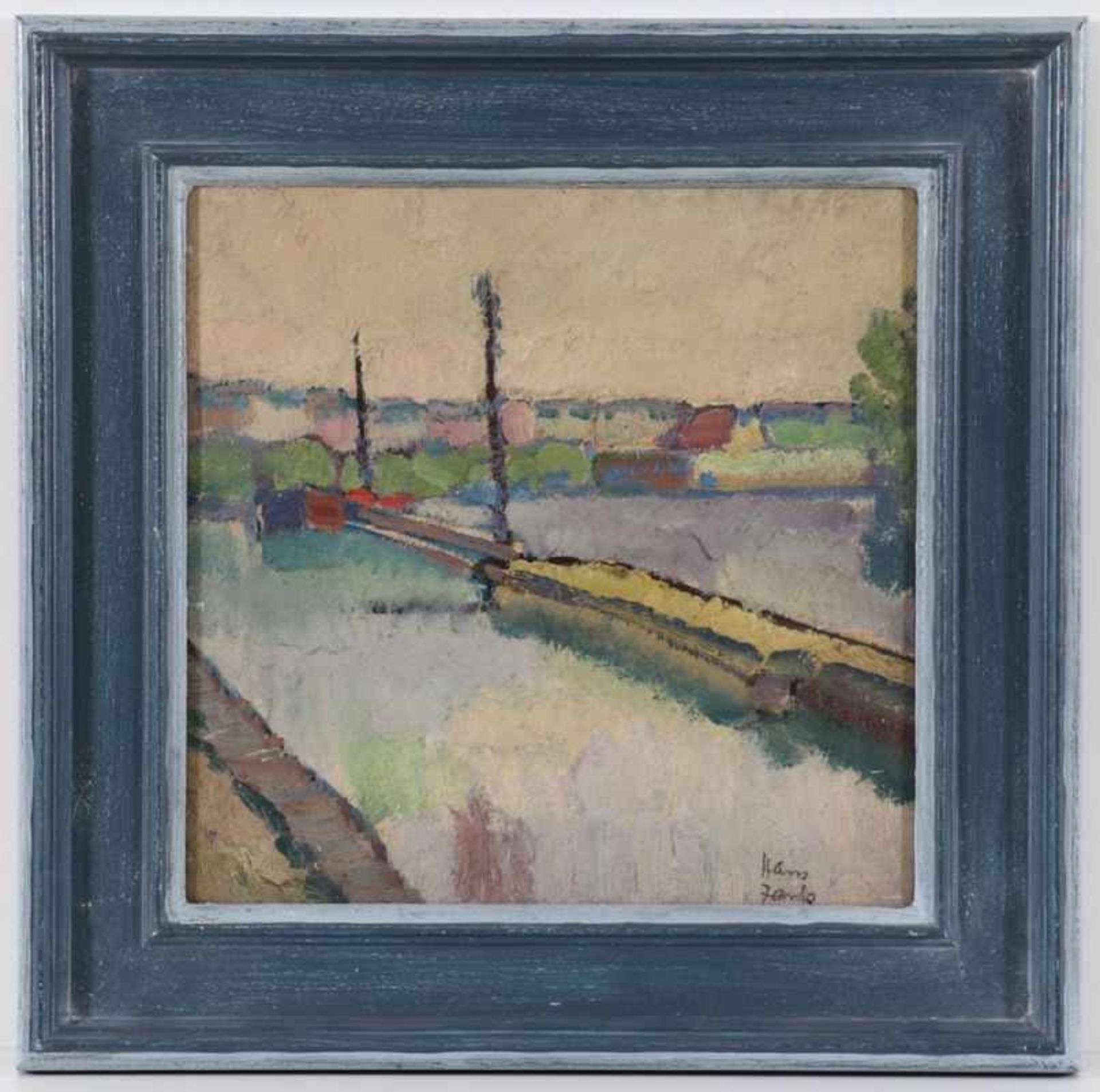 Hans Zank1898 Berlin - 1967 Falkensee - Landschaft mit Häusern - Öl/Karton. 27 x 27,3 cm. Sign. r. - Bild 2 aus 2