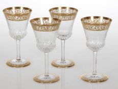 4 Weingläser "Thistle Gold"Verreries & Cristalleries de Saint Louis. Farbloses Kristallglas,
