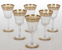6 Weingläser "Thistle Gold"Verreries & Cristalleries de Saint Louis. Farbloses Kristallglas,