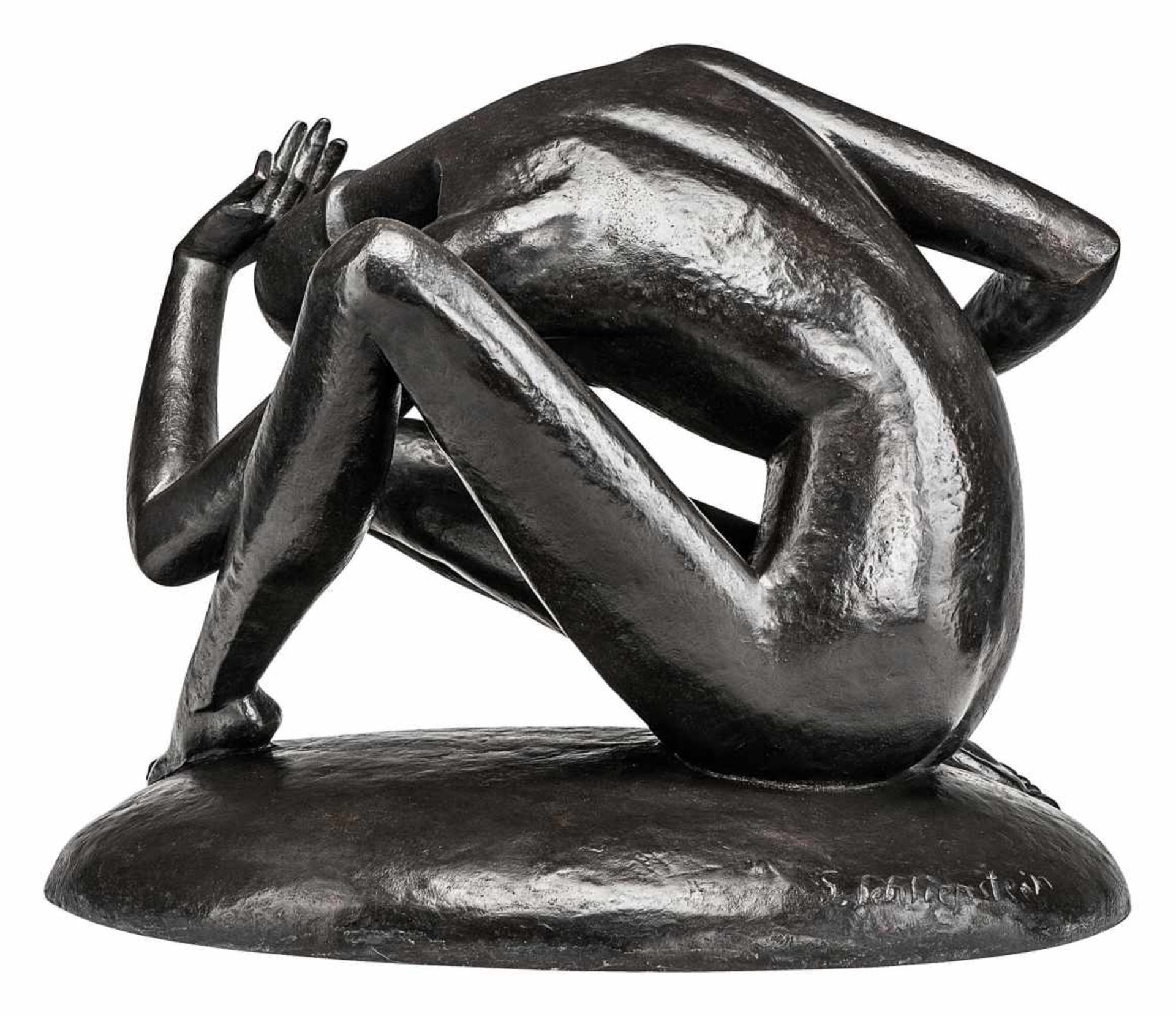 Schliepstein, Gerhard1886 Braunschweig - 1963 Berlin.«Zusammenbruch».Um 1928. Bronze, dunkel - Bild 2 aus 2