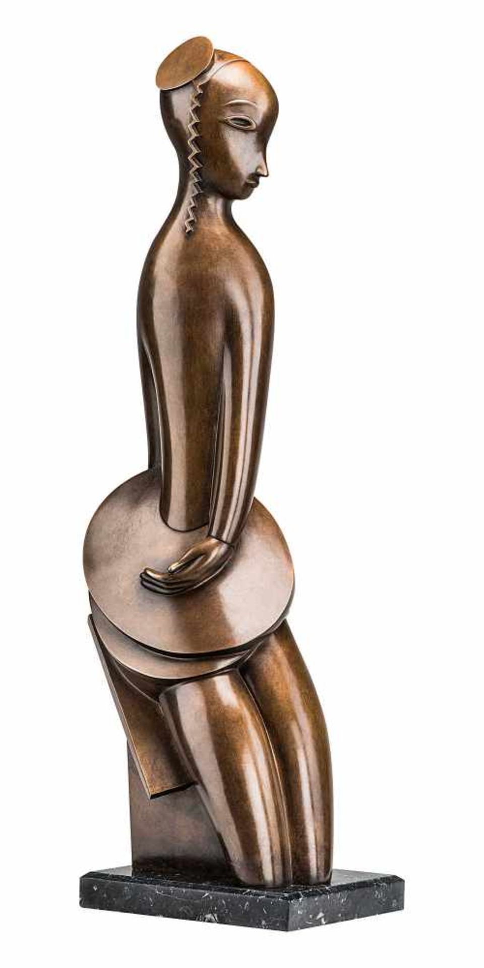 Lambert-Rucki, Jean1888 Krakau - 1967 Paris.«Femme au disque».Bronze, goldbraun patiniert, auf