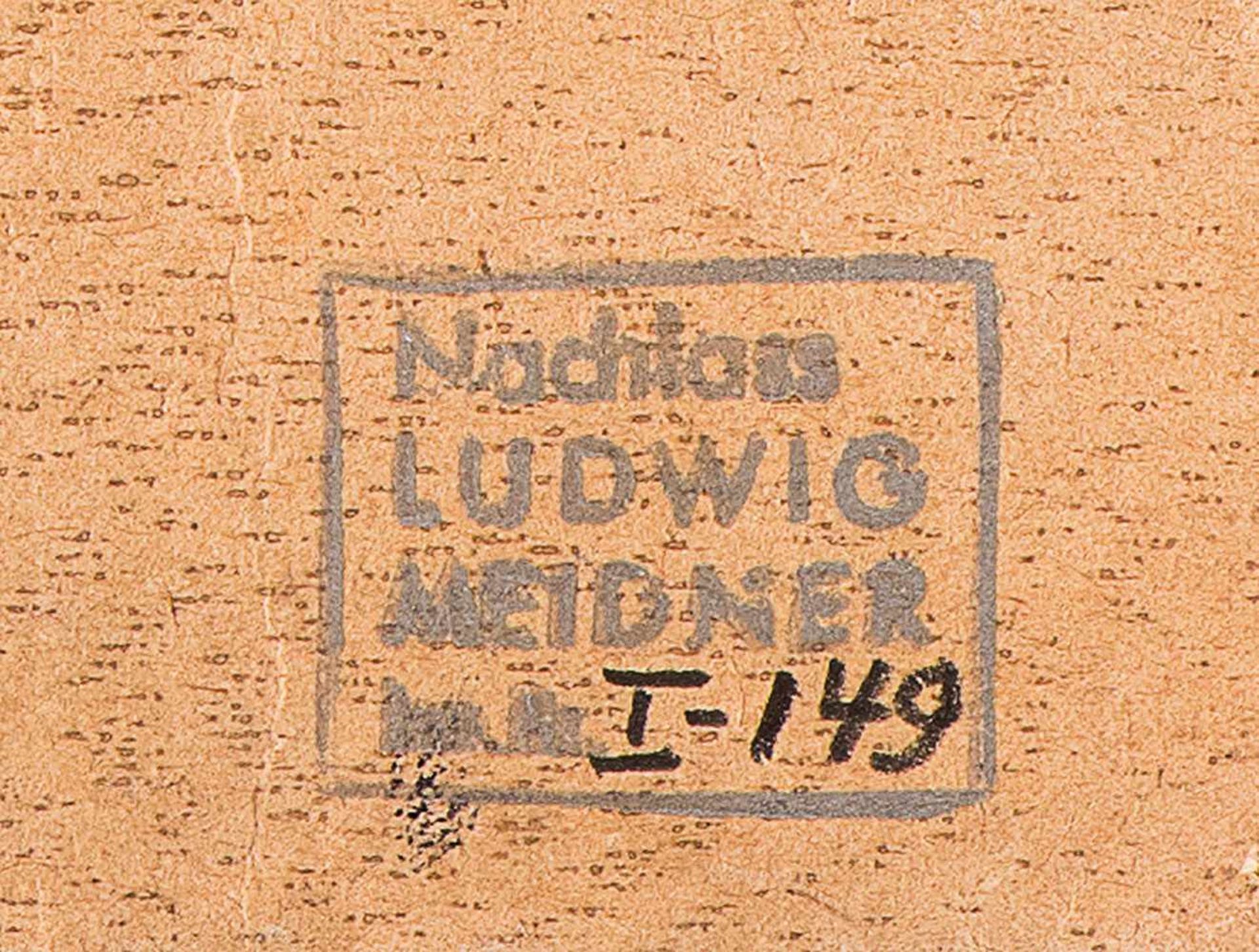 Meidner, Ludwig1884 Bernstadt a.d. Weide - 1966 Darmstadt.Schornstein vor Bäumen.Wohl 1950 - 1955. - Bild 3 aus 3