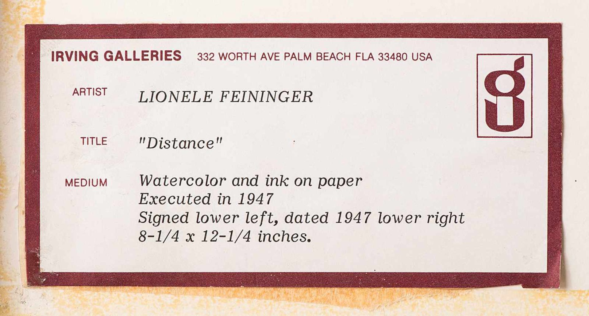 Feininger, Lyonel1871 New York - 1956 ebd.«Distance».Aquarell und Tinte auf Papier, am oberen Rand - Bild 4 aus 4