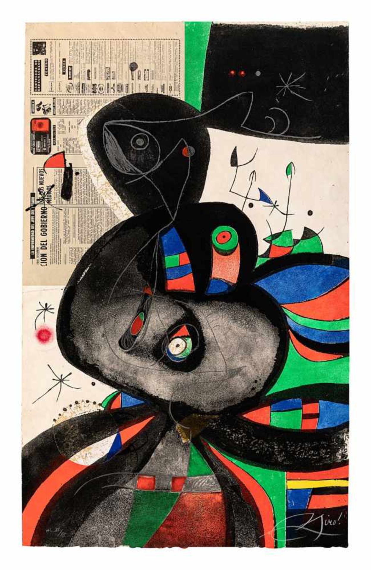 Miró, Joan1893 Barcelona - 1983 Palma de Mallorca.«Gaudí XXI».1979. Collage mit