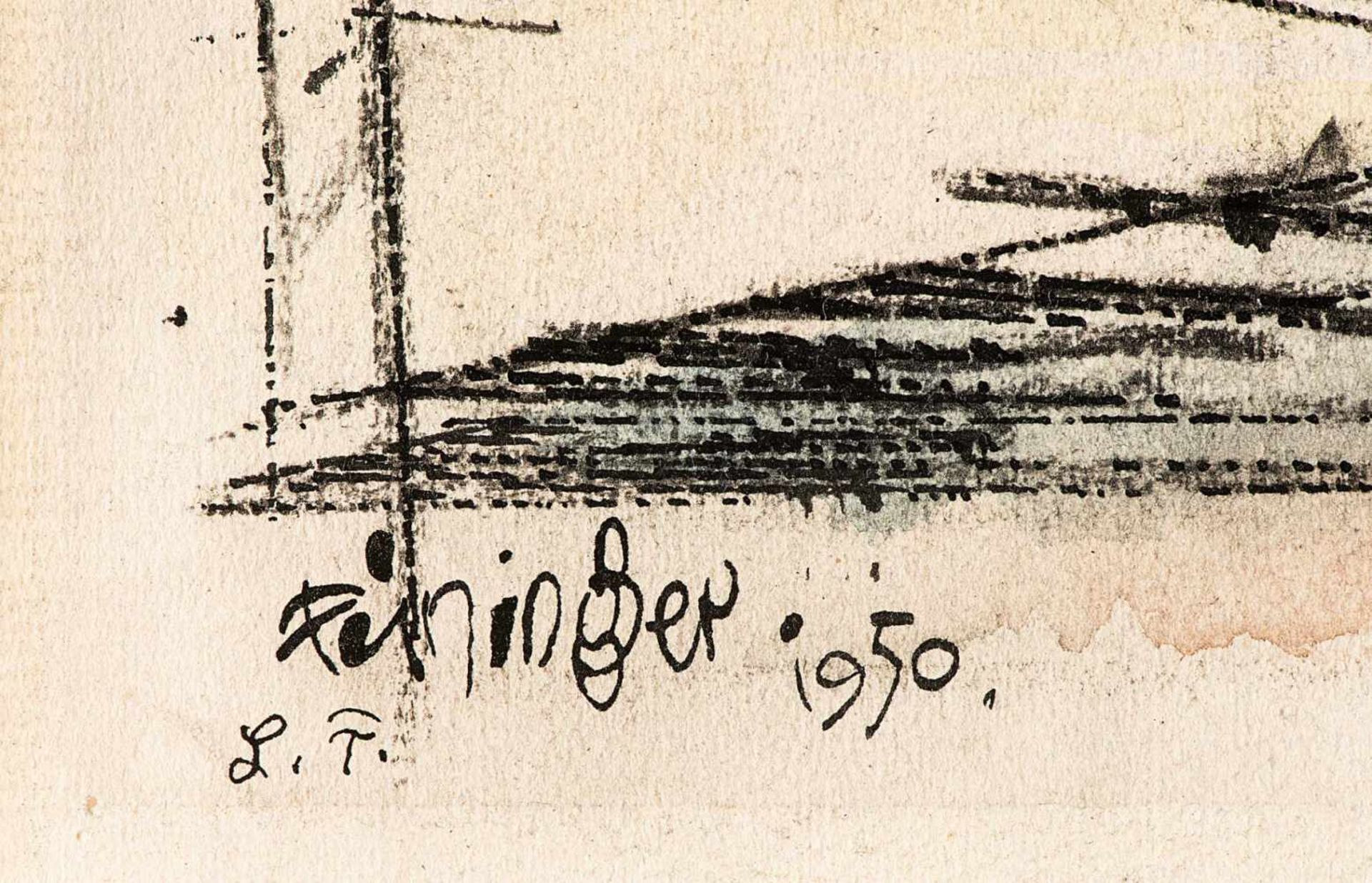 Feininger, Lyonel1871 New York - 1956 ebd.Dampfschiff.Aquarell und Kohle auf Papier, am oberen - Bild 2 aus 2