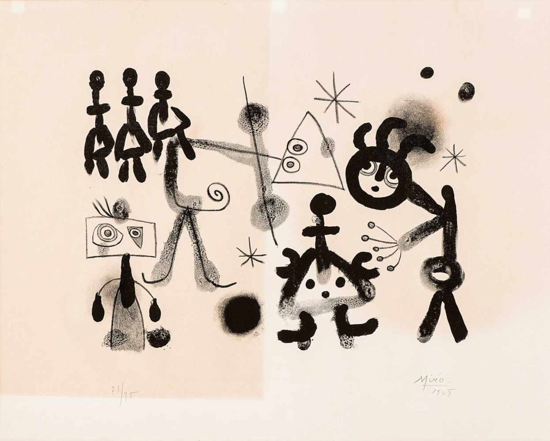 Miró, Joan1893 Barcelona - 1983 Palma de Mallorca.«Album 13, plate XI».Lithographie auf Velin von