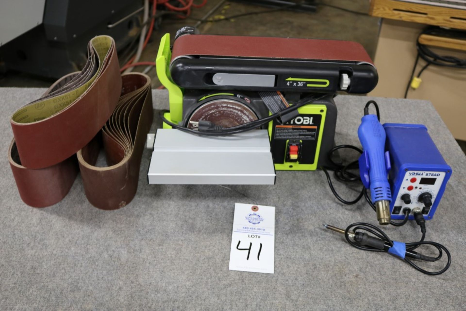 Ryobi 4" x 6" Belt and Disc Sander with Extra New Sanding Belts, also YiHua 878 AD- SMD ReWork - Image 8 of 9