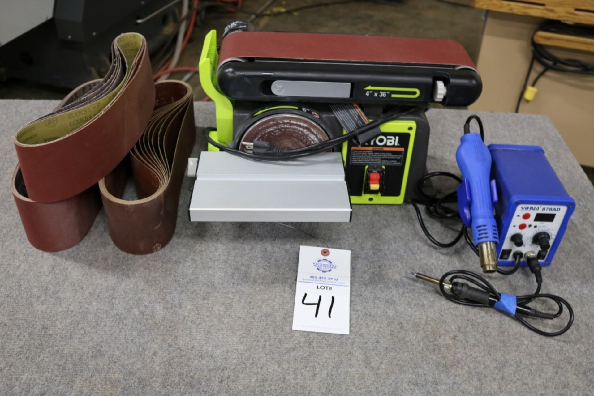 Ryobi 4" x 6" Belt and Disc Sander with Extra New Sanding Belts, also YiHua 878 AD- SMD ReWork - Image 7 of 9