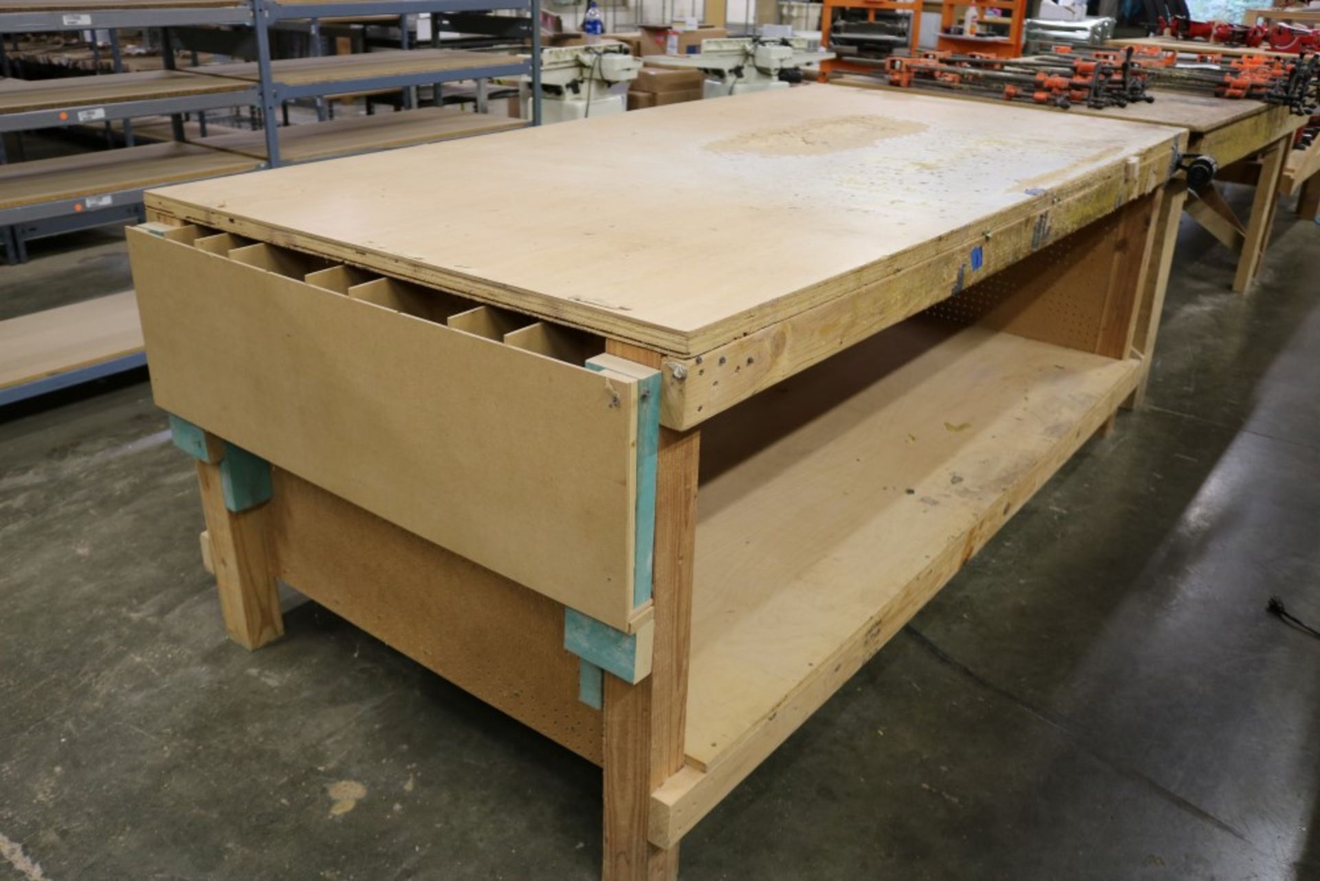 2 Tier Heavy Duty Wood Work Table 96" x 48" x 38" - Image 2 of 5