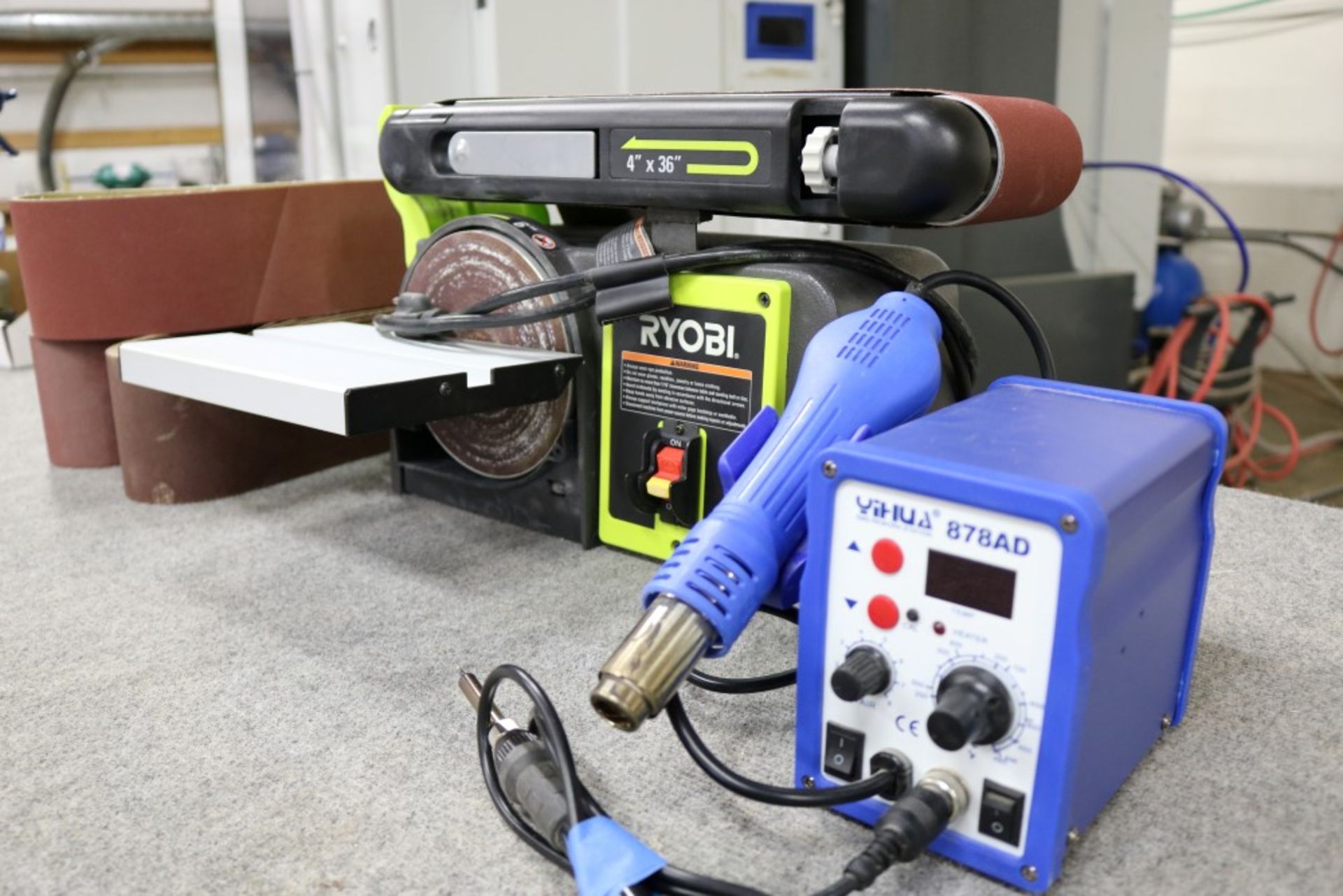 Ryobi 4" x 6" Belt and Disc Sander with Extra New Sanding Belts, also YiHua 878 AD- SMD ReWork - Image 5 of 9
