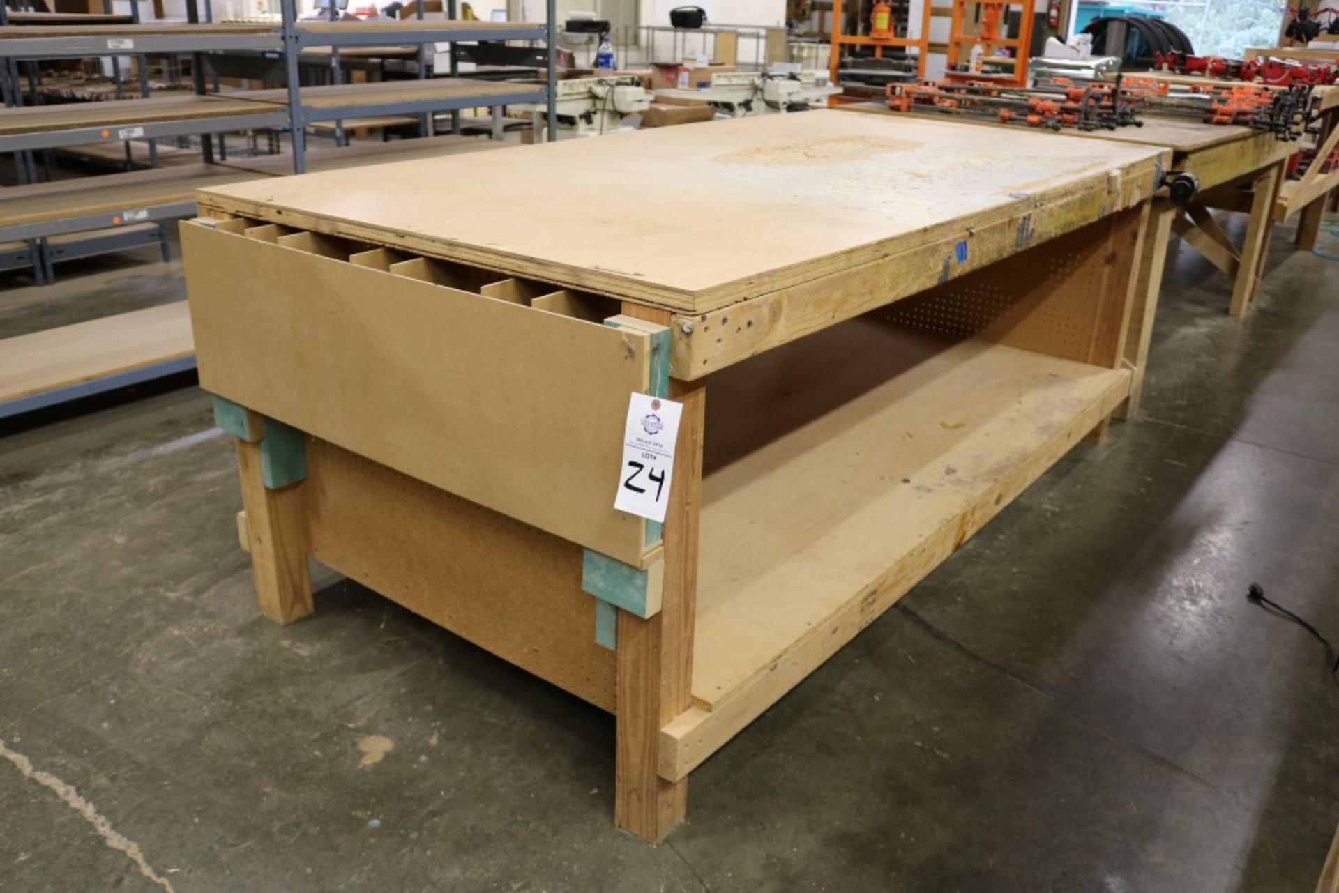 2 Tier Heavy Duty Wood Work Table 96" x 48" x 38" - Image 5 of 5