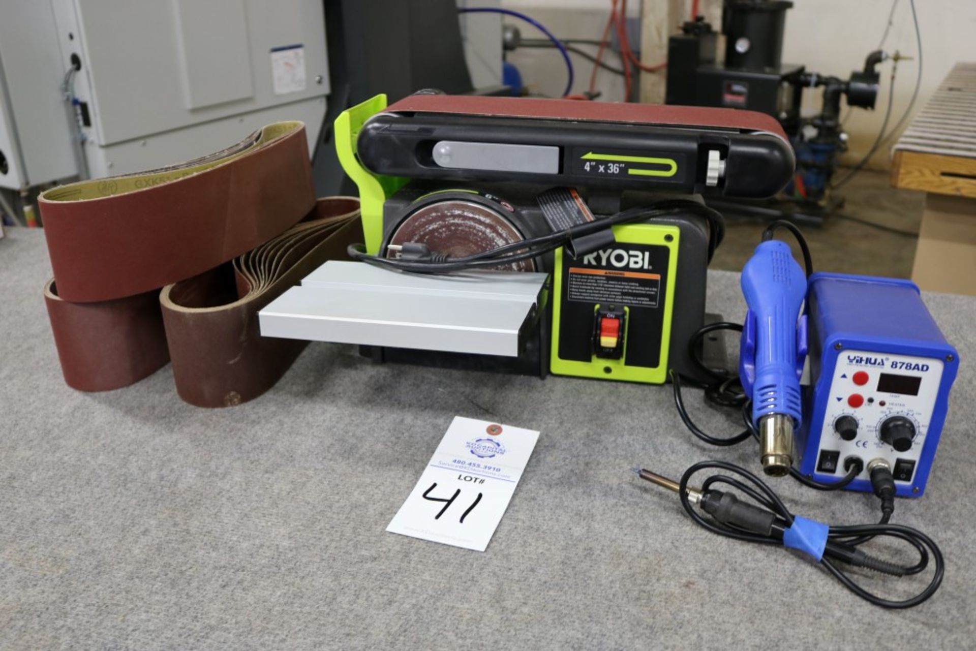Ryobi 4" x 6" Belt and Disc Sander with Extra New Sanding Belts, also YiHua 878 AD- SMD ReWork - Image 9 of 9