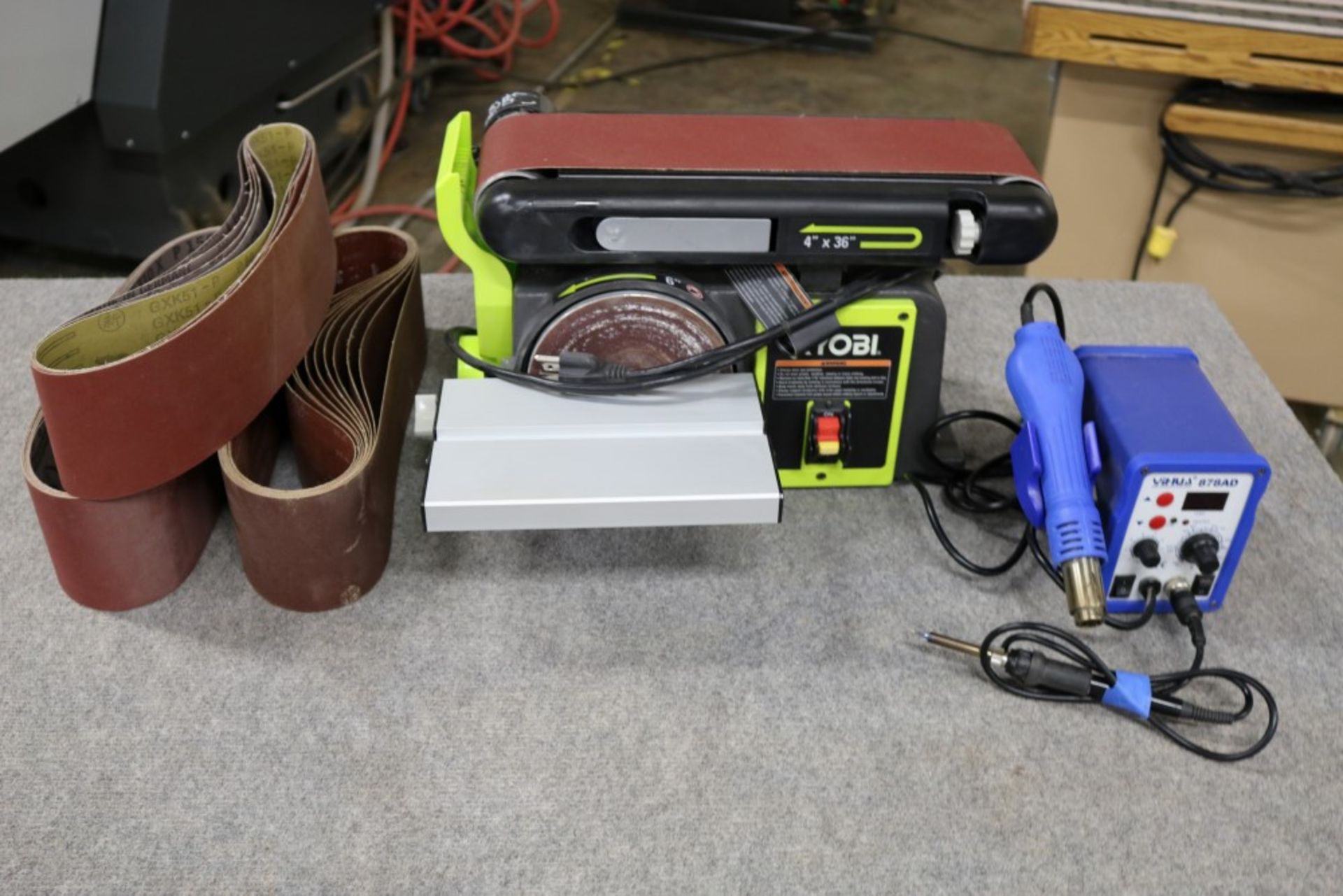 Ryobi 4" x 6" Belt and Disc Sander with Extra New Sanding Belts, also YiHua 878 AD- SMD ReWork - Image 6 of 9