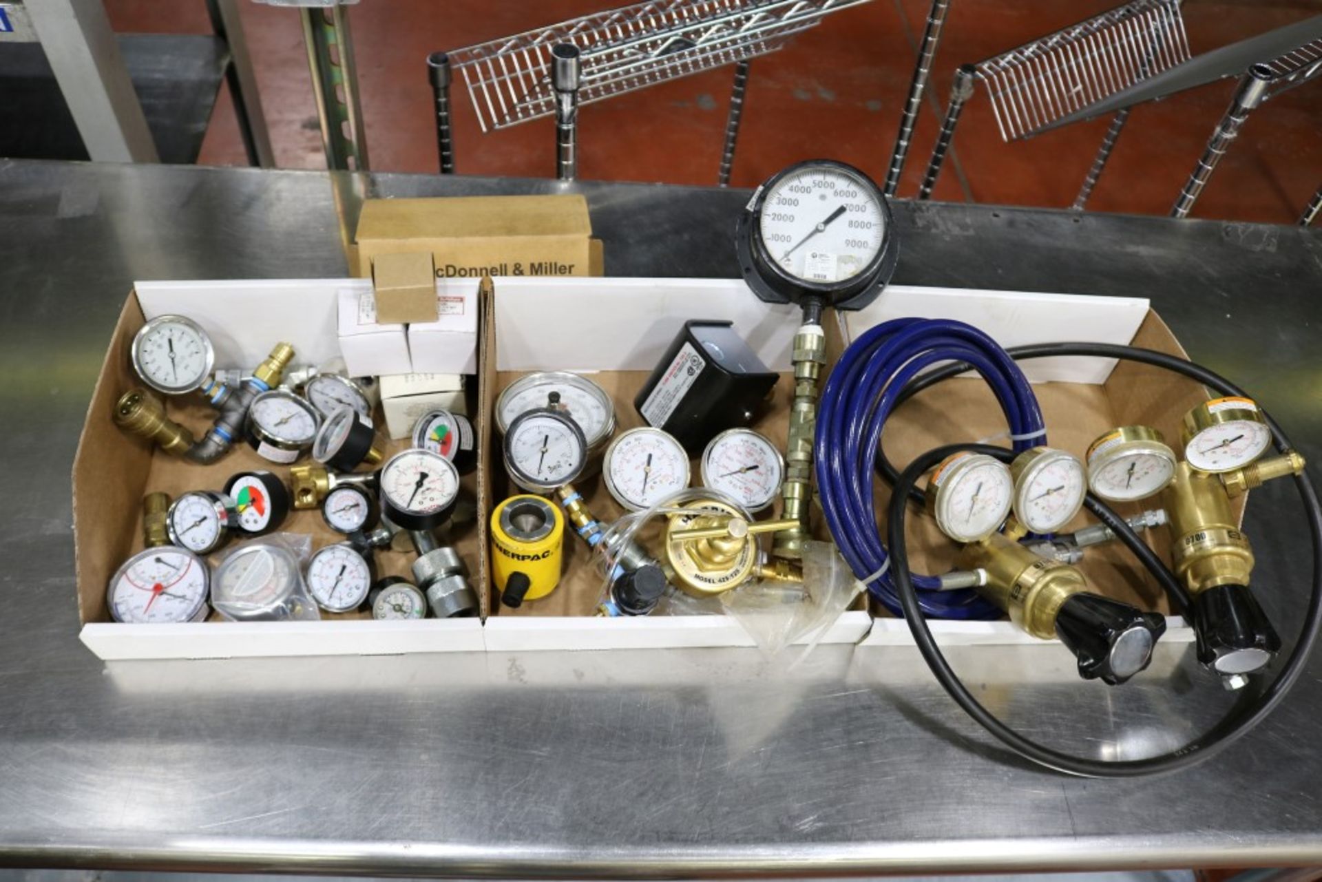 Large Lot of misc. Pressure Gauges, Hydraulic Tester, GP Liquid Flow Switch