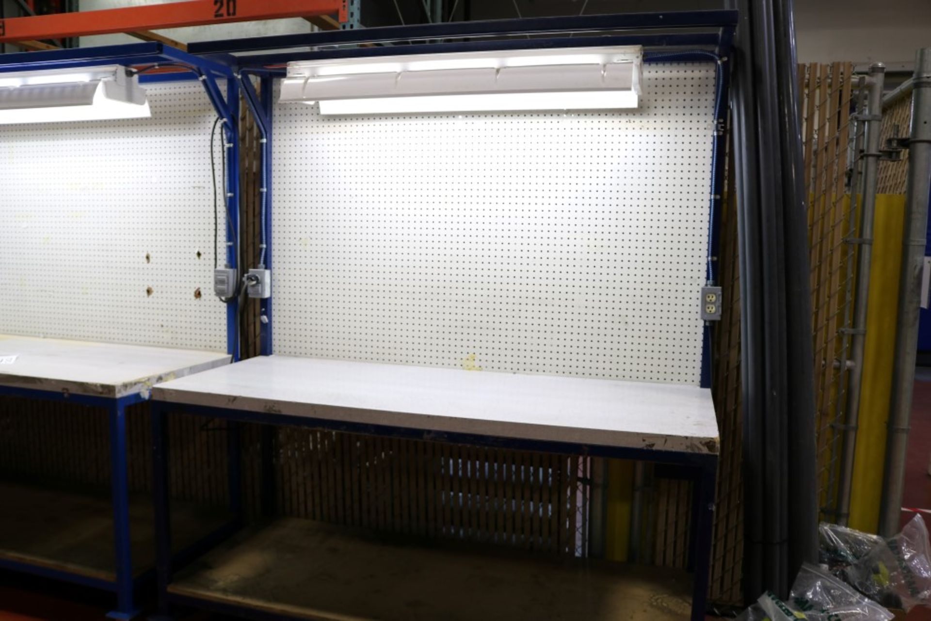 Work Station - 30" x 36" x 72" Rolling Workbench w/ 4' x 6' pegboard backing and 4' Shop Light
