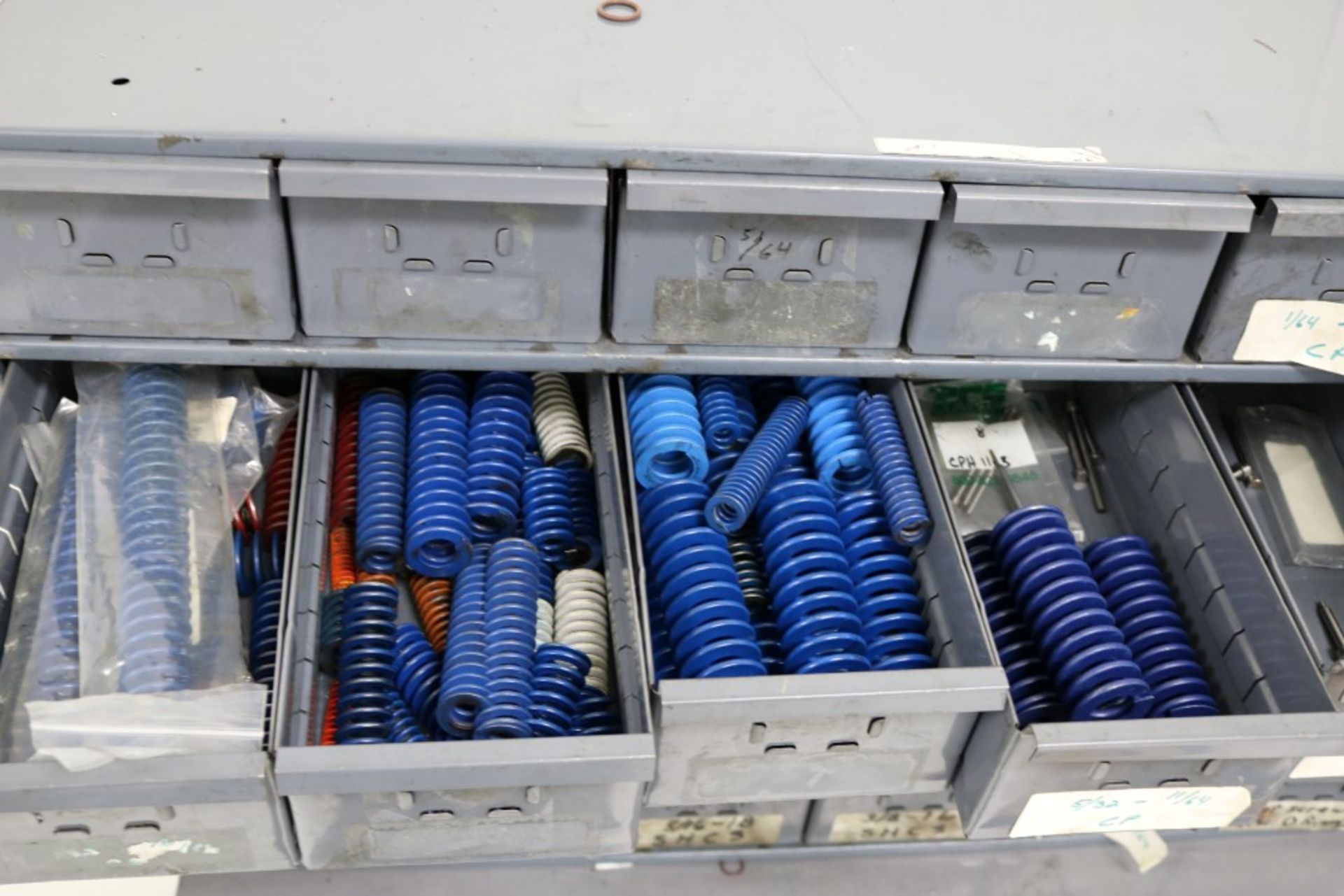 24 Bin Organizer Full of Various Sized Die Springs and Return Pins for Injection Molds - Image 4 of 9