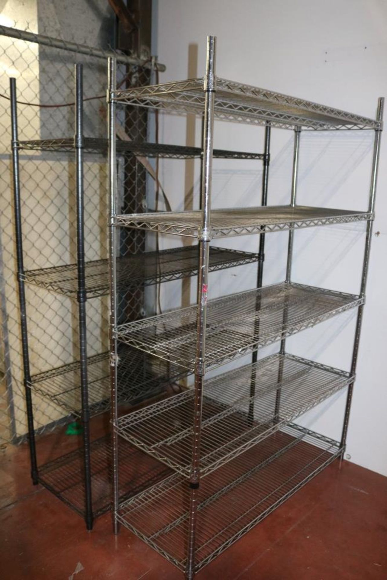 (1) 4 tier and (1) 5 tier Free Standing Parts Racks 18" x 48" x 72" - Image 2 of 4