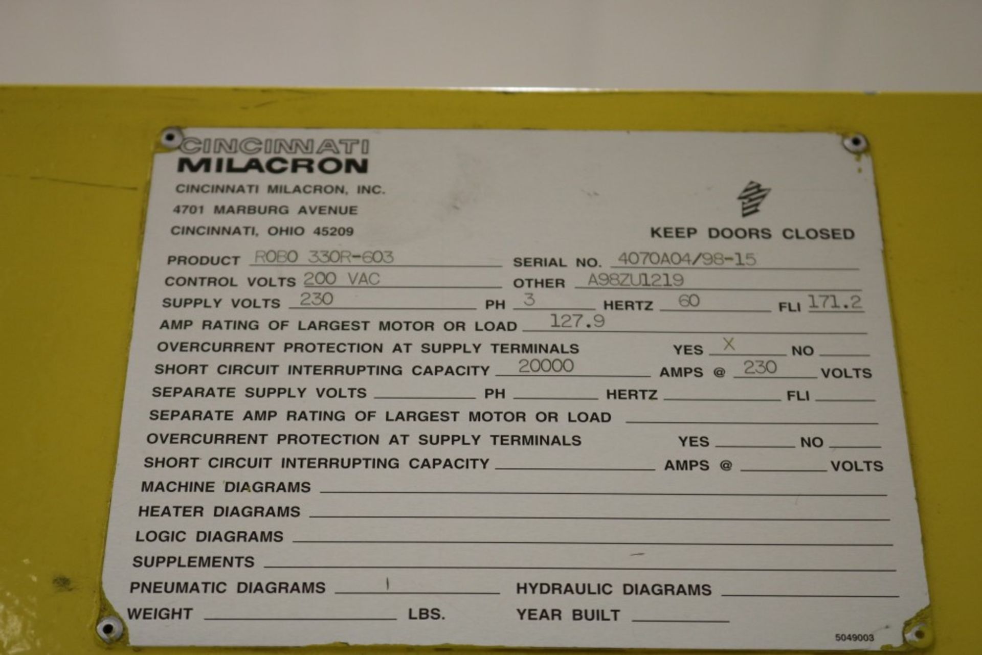 1998 Cincinnati Milacron Roboshot 330 ton Injection Molding Machine Configurable to add 850mm - Image 12 of 19