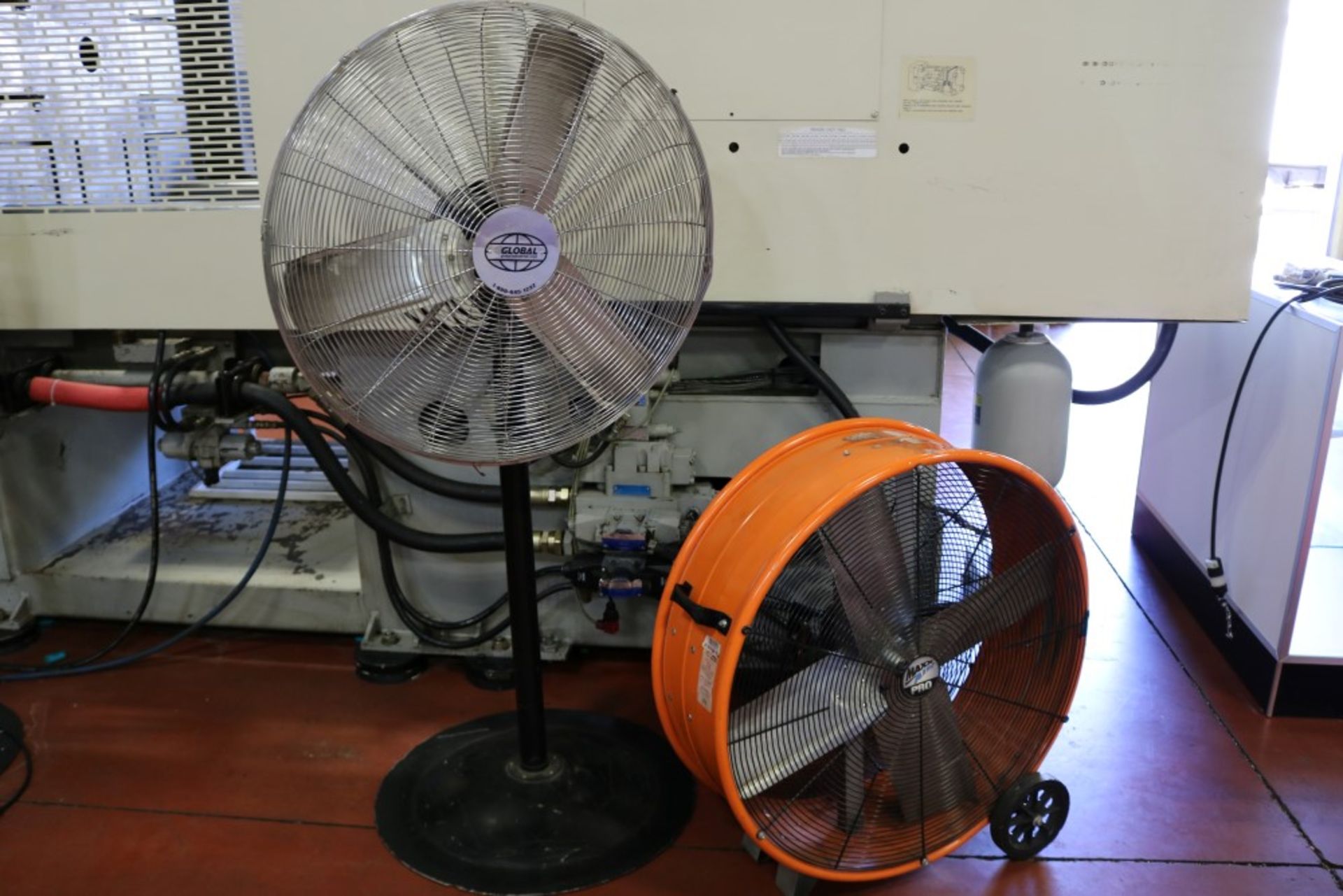 (2) Shop Fans (1) 33" Maxx Air Floor Fan / (1) 28" Global Industrial Shop Fan on Stand