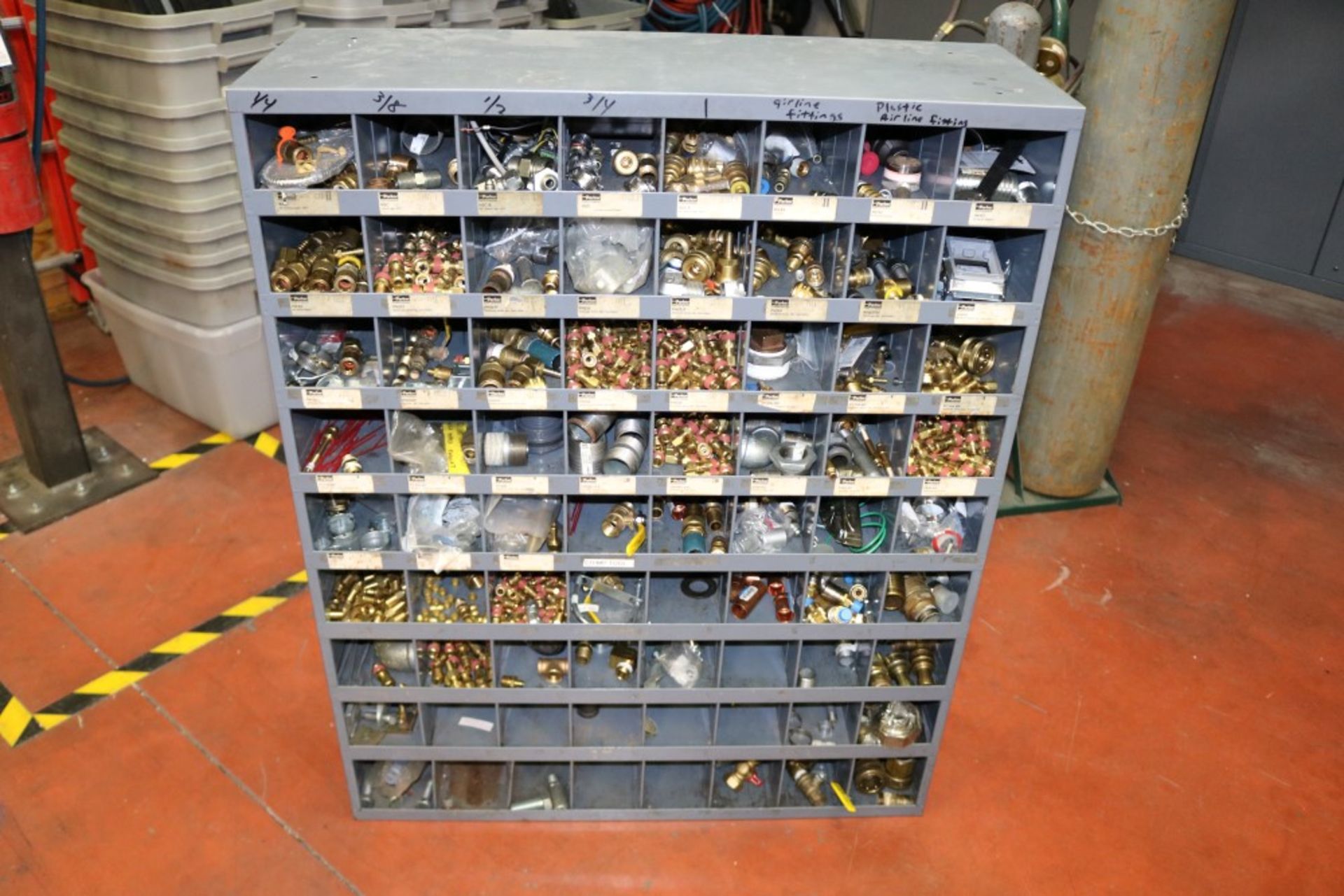 Large Metal Storage Bin 12" x 34" x 42" - 72 bins full of Various Water and Air Fittings - Image 2 of 7