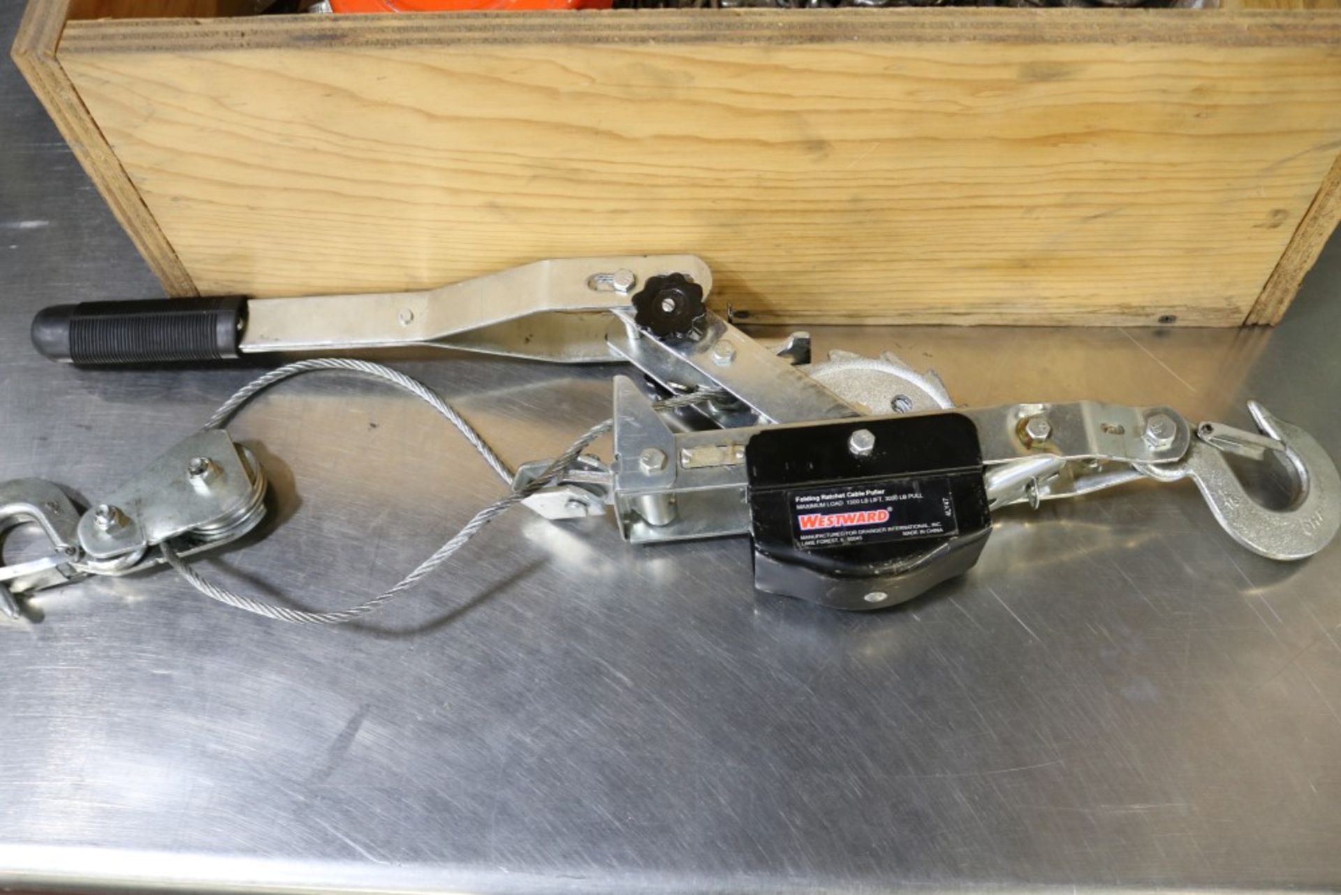 (1) Diston Polipasto 1 Ton Chain Hoist / (1) Westward Ratchet Cable Puller 1,500 lb. Lift, 3,000 lb. - Image 4 of 6