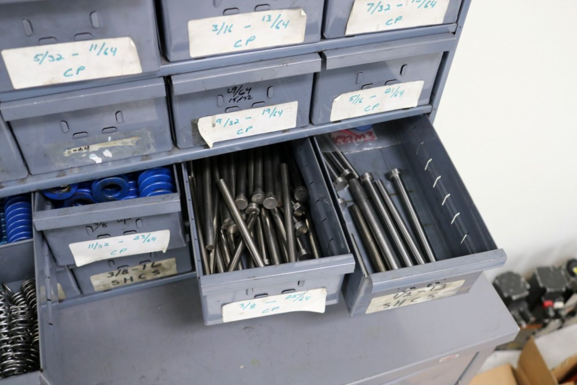 24 Bin Organizer Full of Various Sized Die Springs and Return Pins for Injection Molds - Image 7 of 9