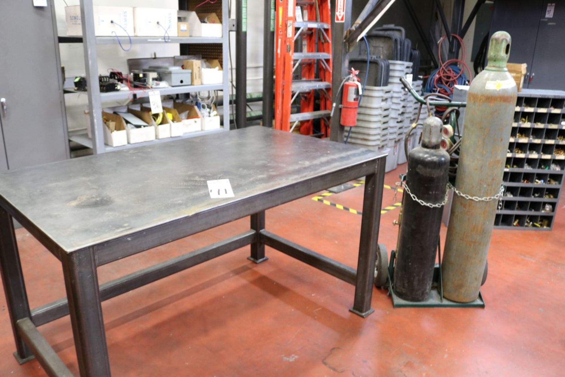 Welding Table Heavy Duty Steel 34" x 36" x 60" w/ Rolling Oxy Acetelyne Torch - Image 8 of 10
