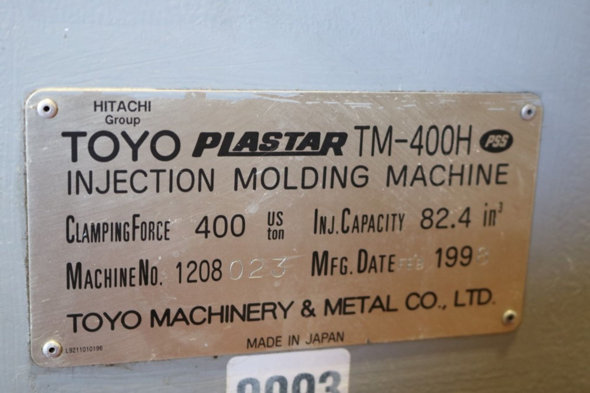 1998 Toyo 400 ton Injection Molding Machine - 45.3 oz. Shot, Core Pull, Model TM-400H - Image 6 of 15