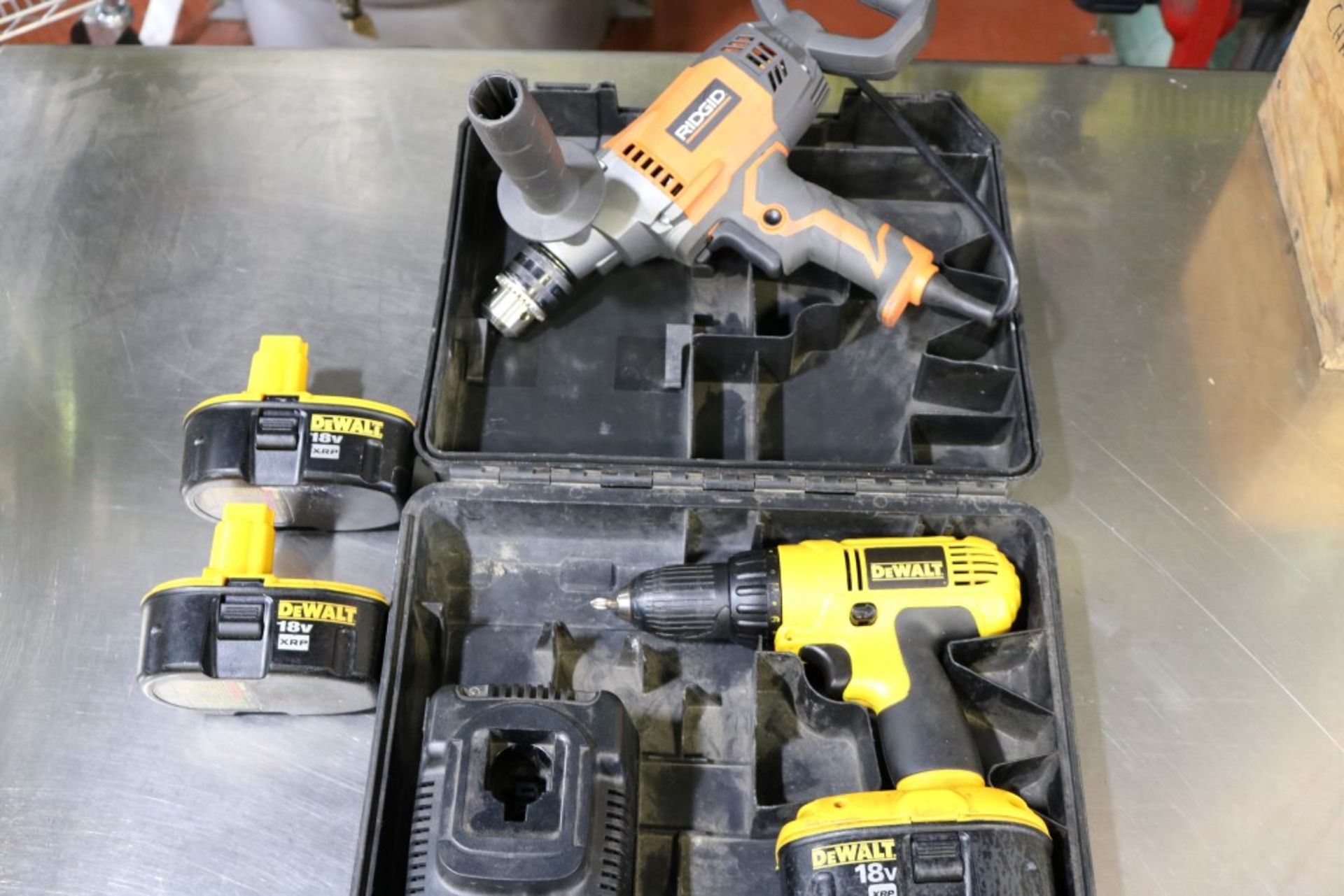 (1) Ridgid 1/2" Heavy Duty Hammer Drill / (1) Dewalt 18V 1/2" Cordless Drill w/ Charging Station and