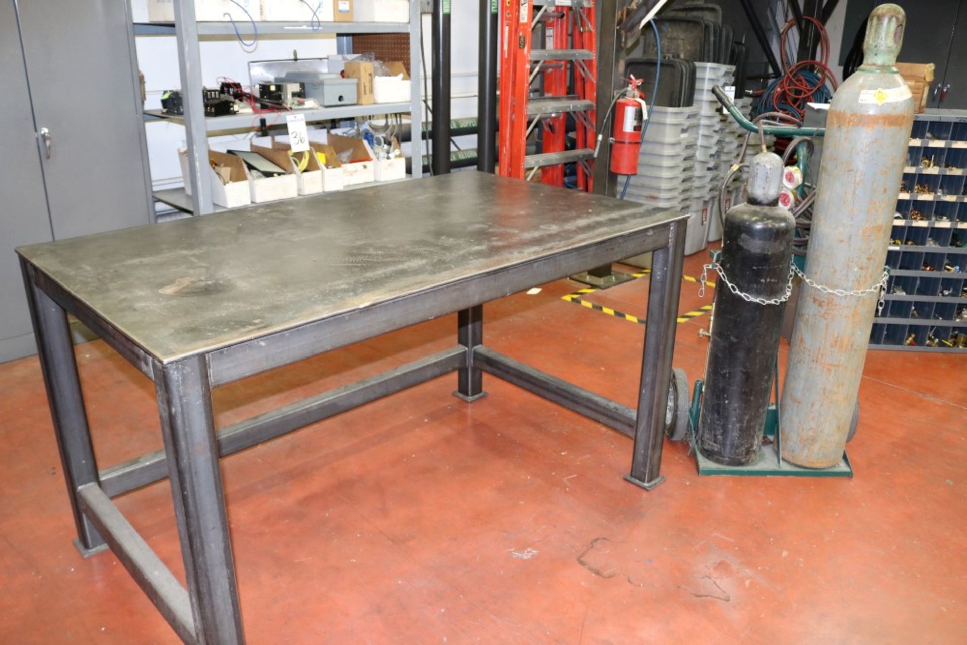 Welding Table Heavy Duty Steel 34" x 36" x 60" w/ Rolling Oxy Acetelyne Torch