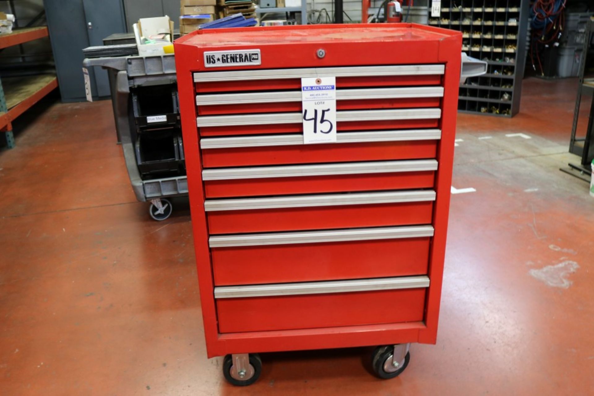 US General Pro 8 Drawer Rolling Tool Box 18" x 27" x 40" - Image 4 of 4