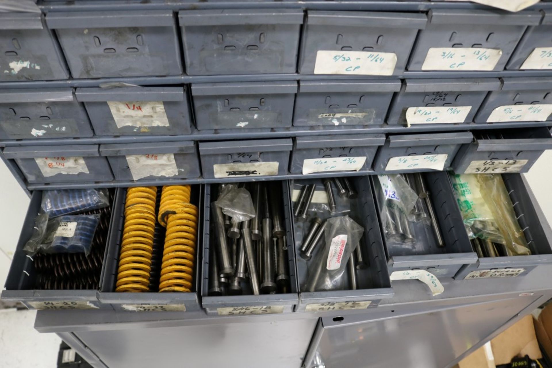 24 Bin Organizer Full of Various Sized Die Springs and Return Pins for Injection Molds - Image 8 of 9