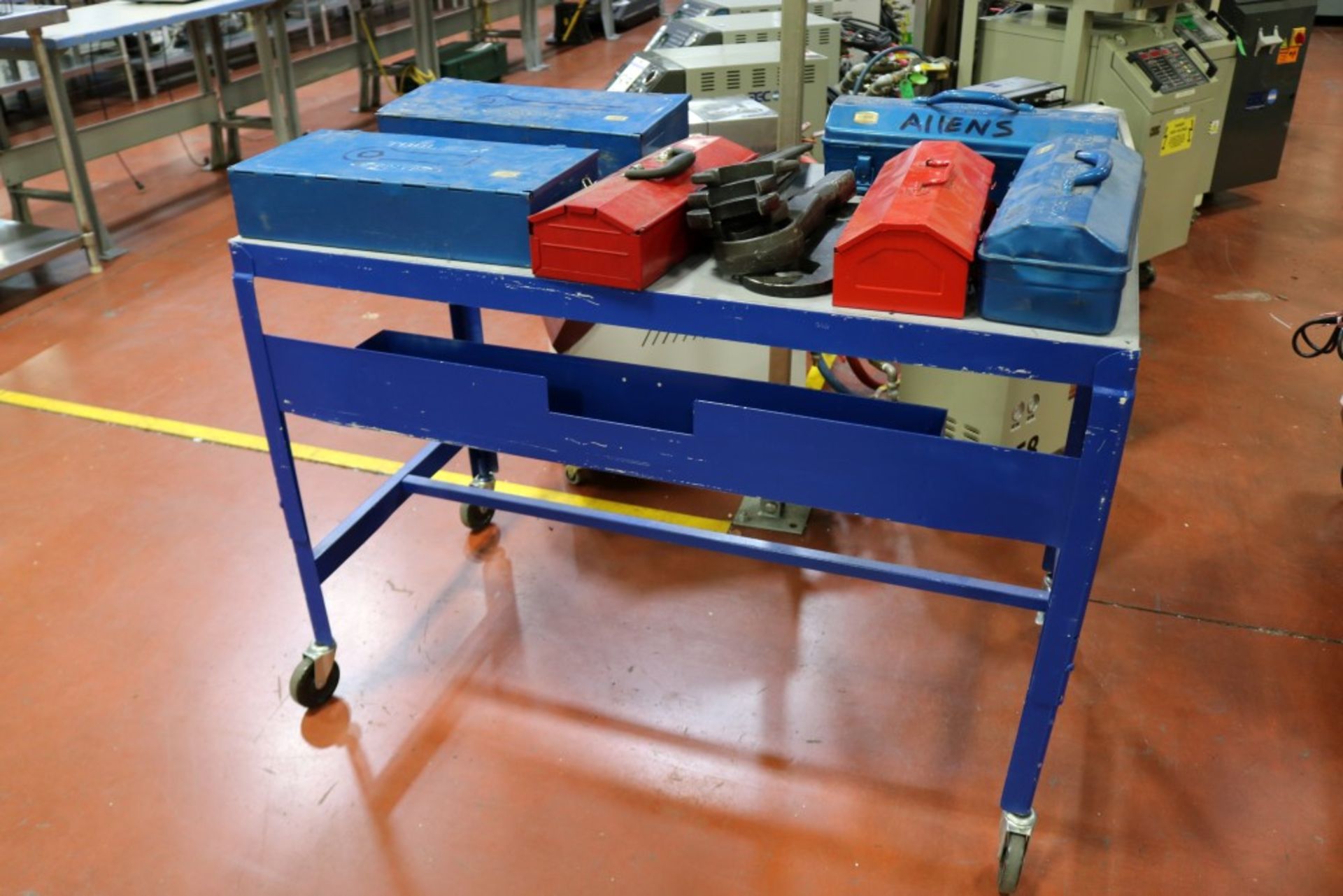 Steel Rolling Table w/ Injection Molding Machine Tool Boxes - Image 9 of 10