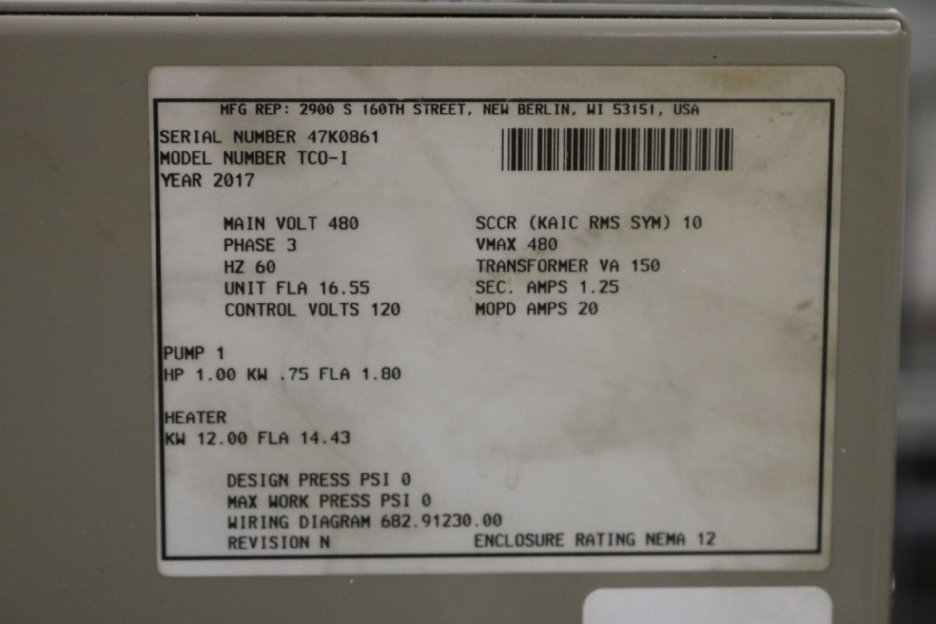 AEC Hot Oil Thermolator - 480v Model TCG-1 - Image 5 of 8