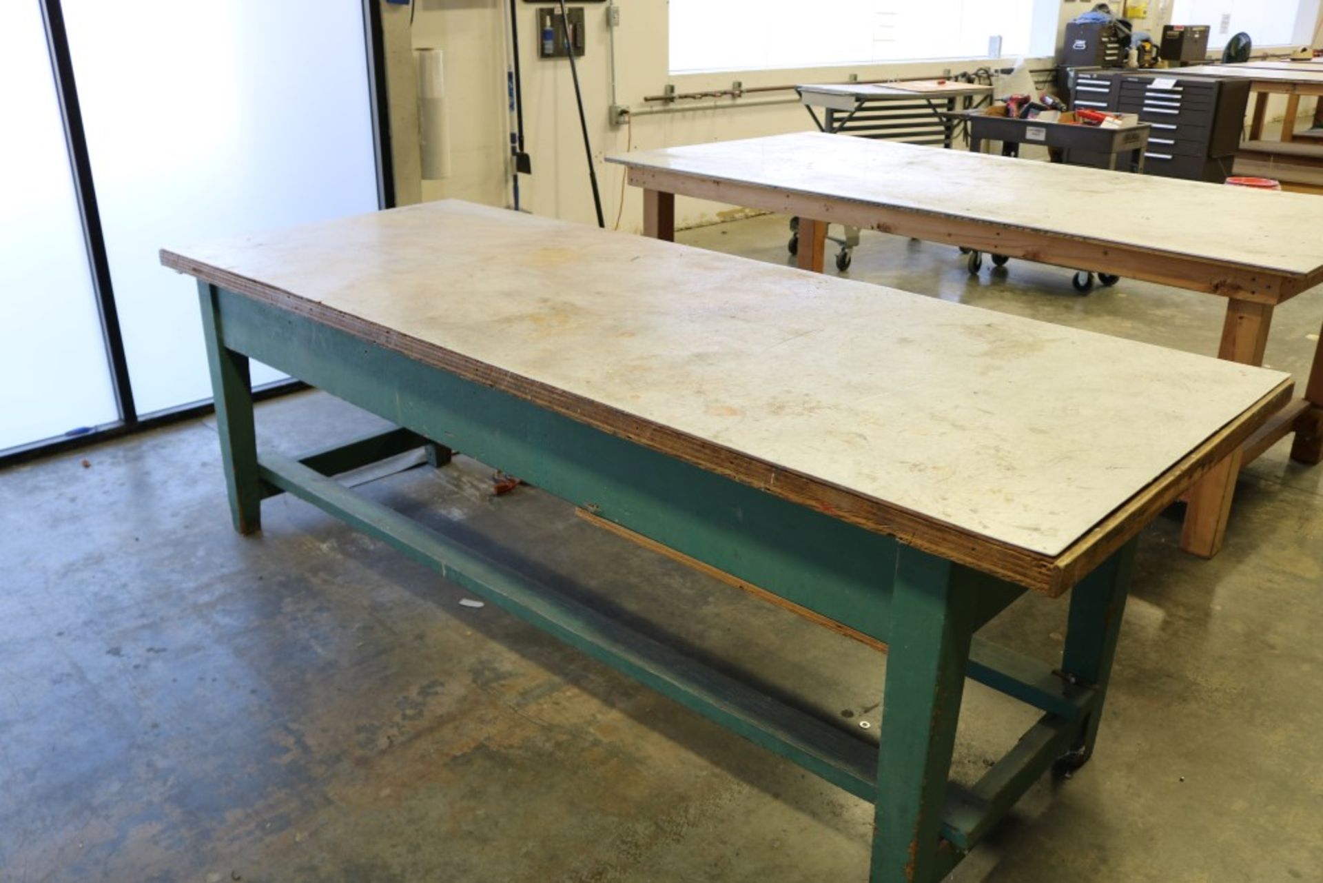 (1) 8' x 4' x 32" Wood Work Tables, (1) 8' x 37.5" x 31" Wood Work Table - Image 3 of 4