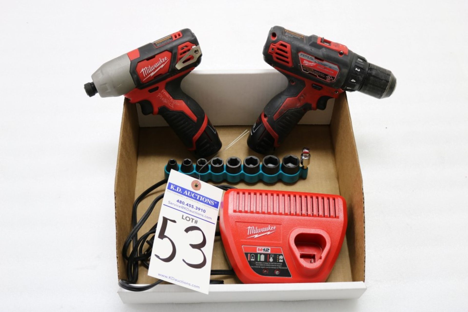 Milwaukee 1/4" Hex Impact Driver Cordless, Milwaukee 3/8" Drill Driver Cordless, Charging Station - Image 5 of 5