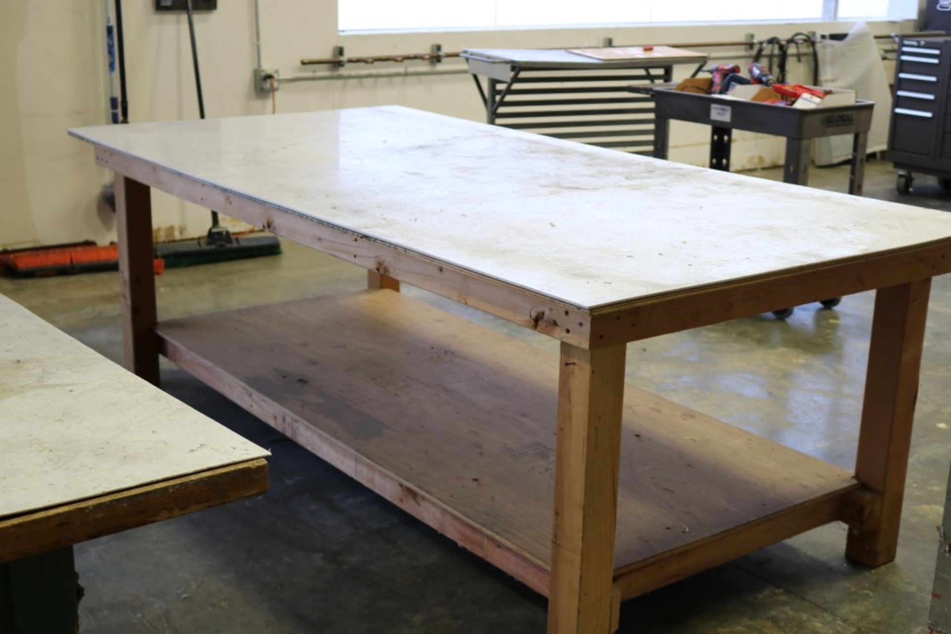 (1) 8' x 4' x 32" Wood Work Tables, (1) 8' x 37.5" x 31" Wood Work Table - Image 2 of 4