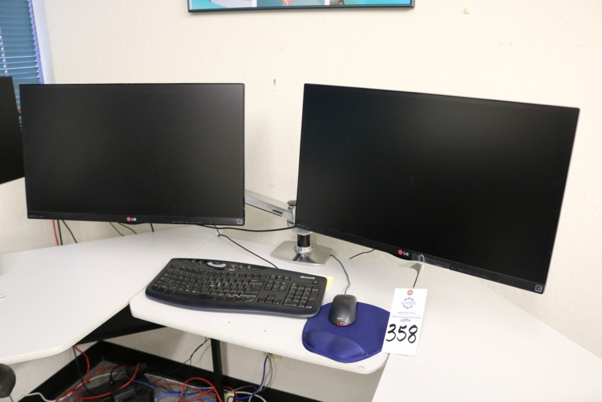 (2) LG IPSLED 27MP65 Monitors, With Dual Arm Articulating Ergotron Stand, Keyboard, Mourse and APC - Image 6 of 6