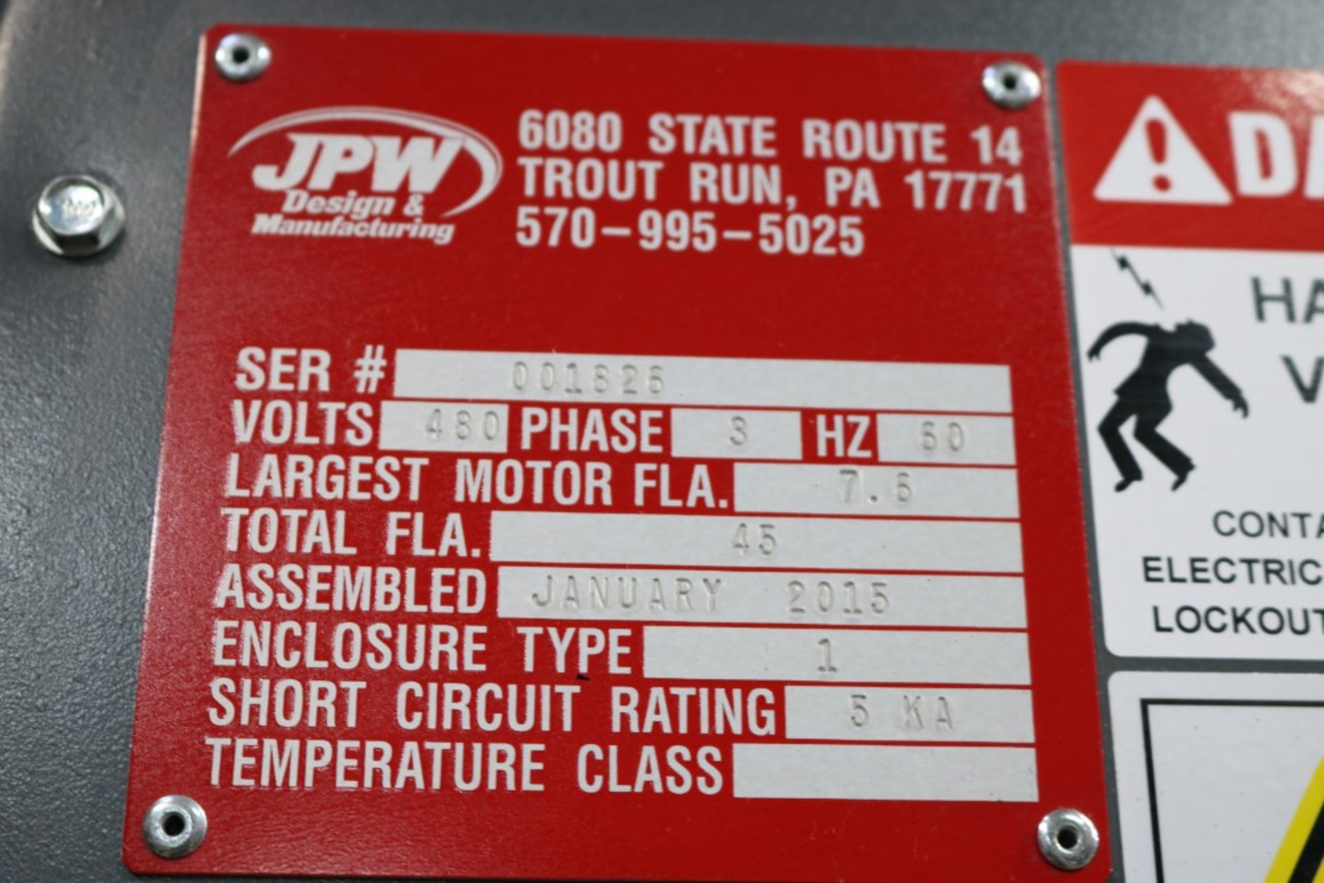 2015 JPW Design and Manufacturing Moel ST777TUL, 84"Cubed, 500 Degrees F Max, 343 CUFT Max Capacity, - Image 4 of 10