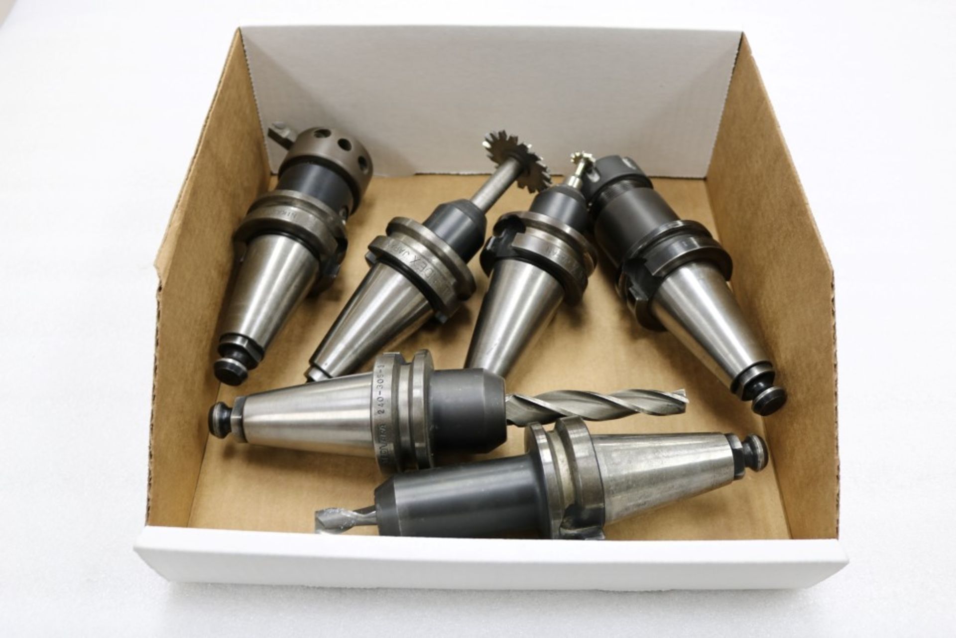 (6) BT40 Tool Holders with Fadal Pull Studs, Boring Bars, Collet with Tooling, Lyndex, Nikken, and