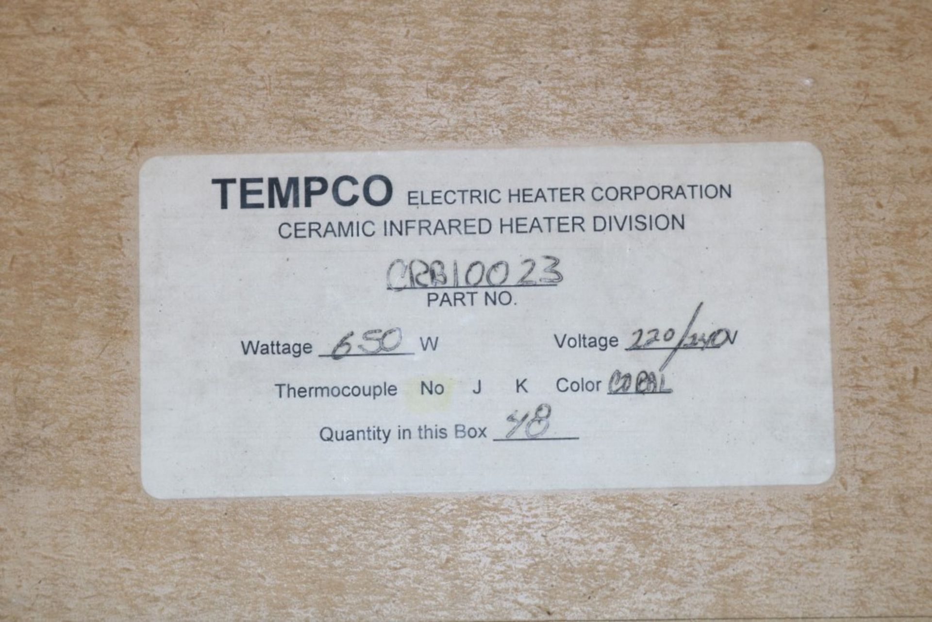 Tempco Ceramic Heaters, Part # CRB10023, 650 W, Coral Color, (2) Boxes with (48) In Each Box, New