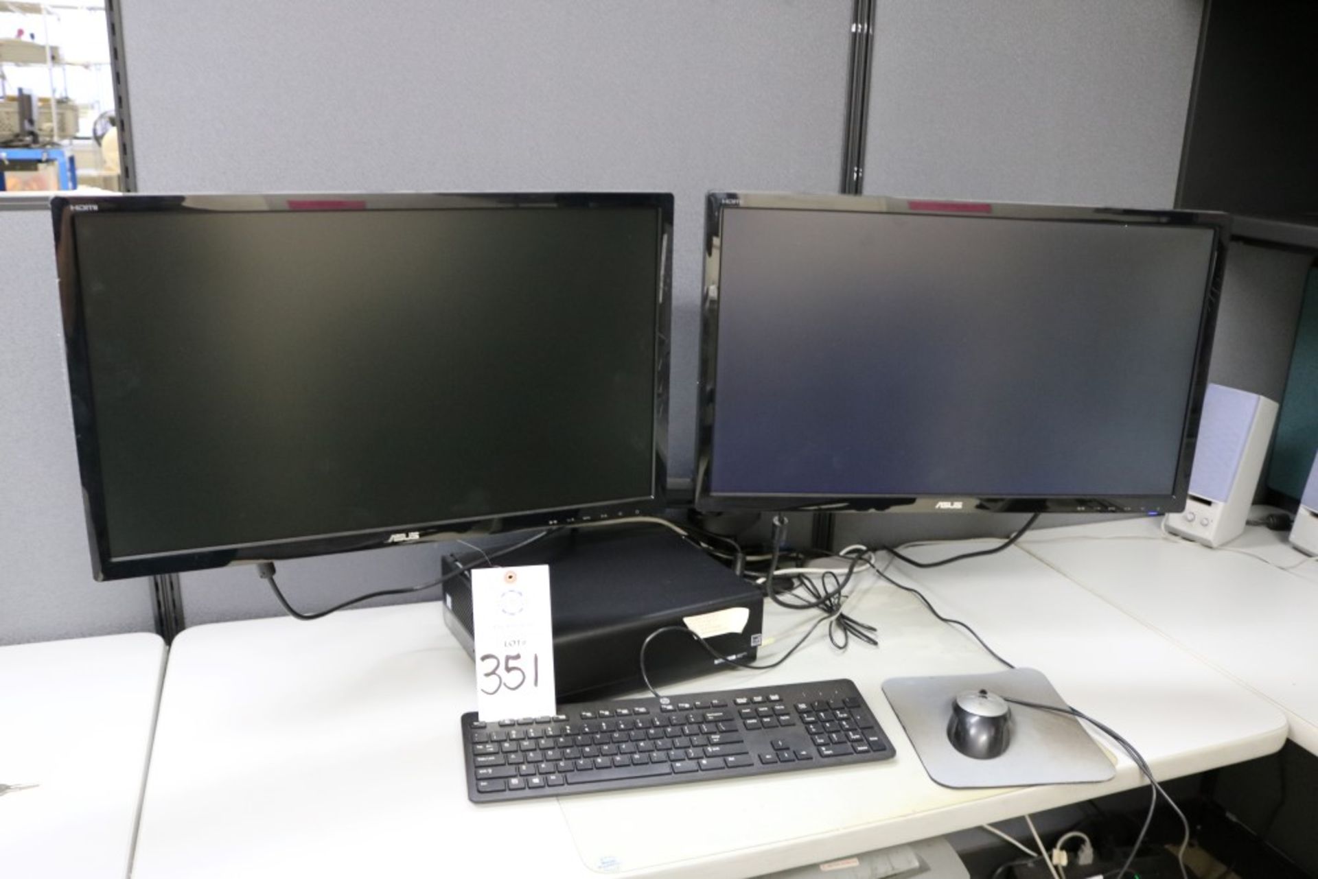 (2) 2018 Asus 24" Monitors with Amazon Basics Dual Arm Articulating Stand, Keyboard and Mouse - Image 5 of 5