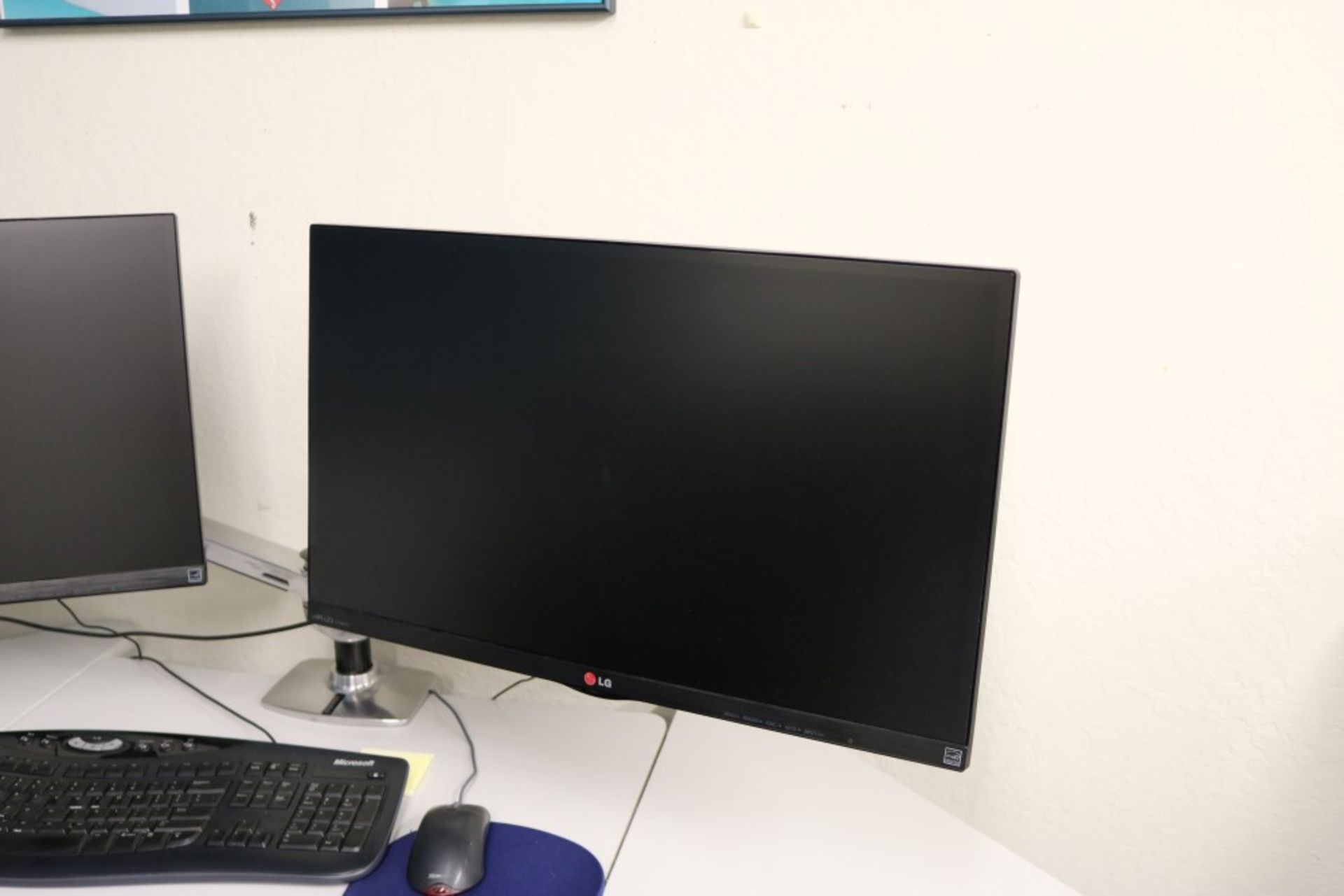 (2) LG IPSLED 27MP65 Monitors, With Dual Arm Articulating Ergotron Stand, Keyboard, Mourse and APC - Image 2 of 6